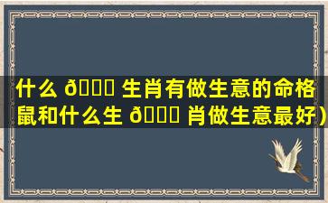 什么 🐟 生肖有做生意的命格（鼠和什么生 🐟 肖做生意最好）